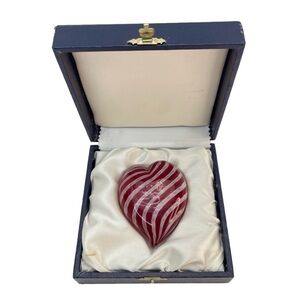 Murano Art Glass Paperweight Puffed Heart with Sticker and Case